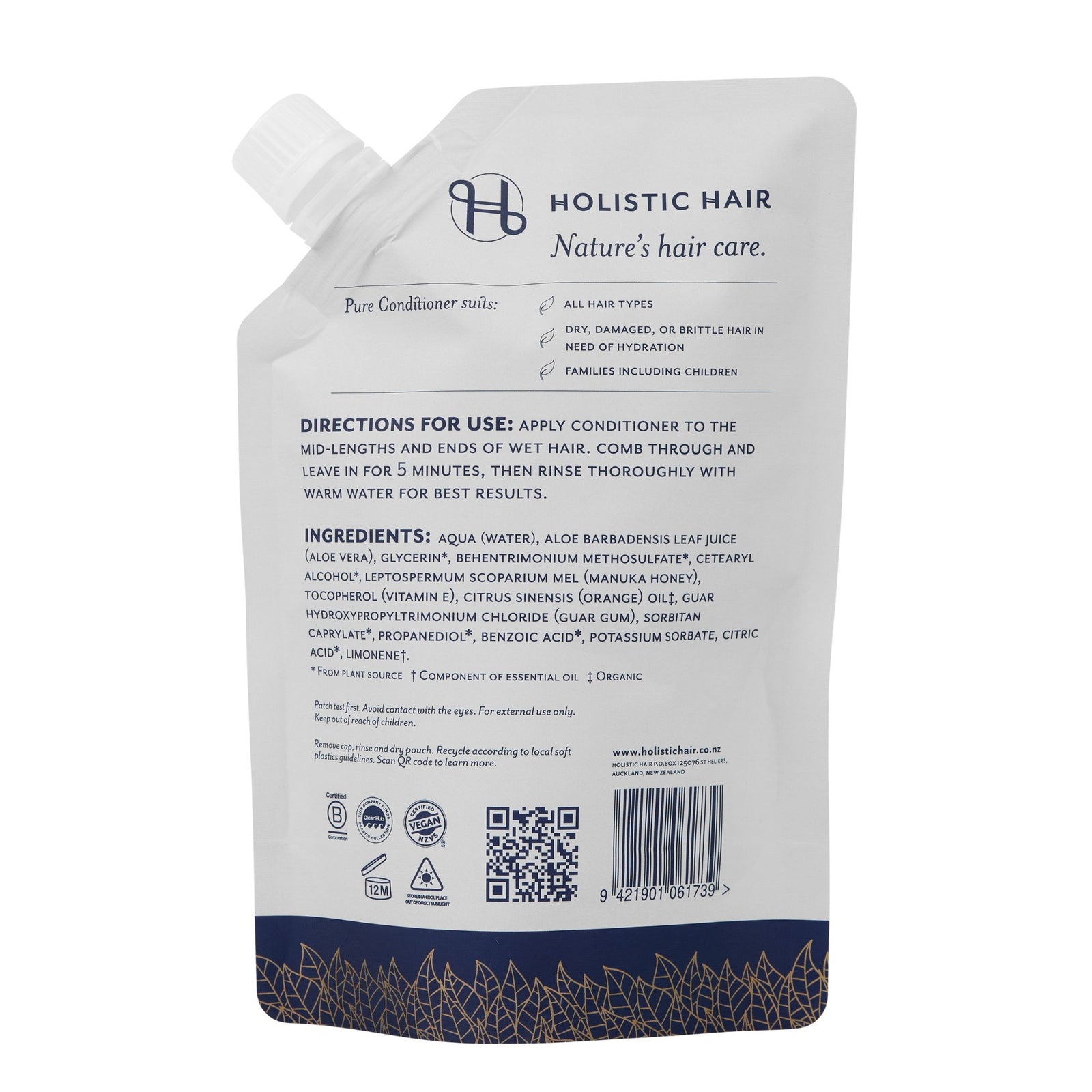 Pure Conditioner Refill Pouch 500ml , Conditioner , Holistic Hair® , PureConditionerBack