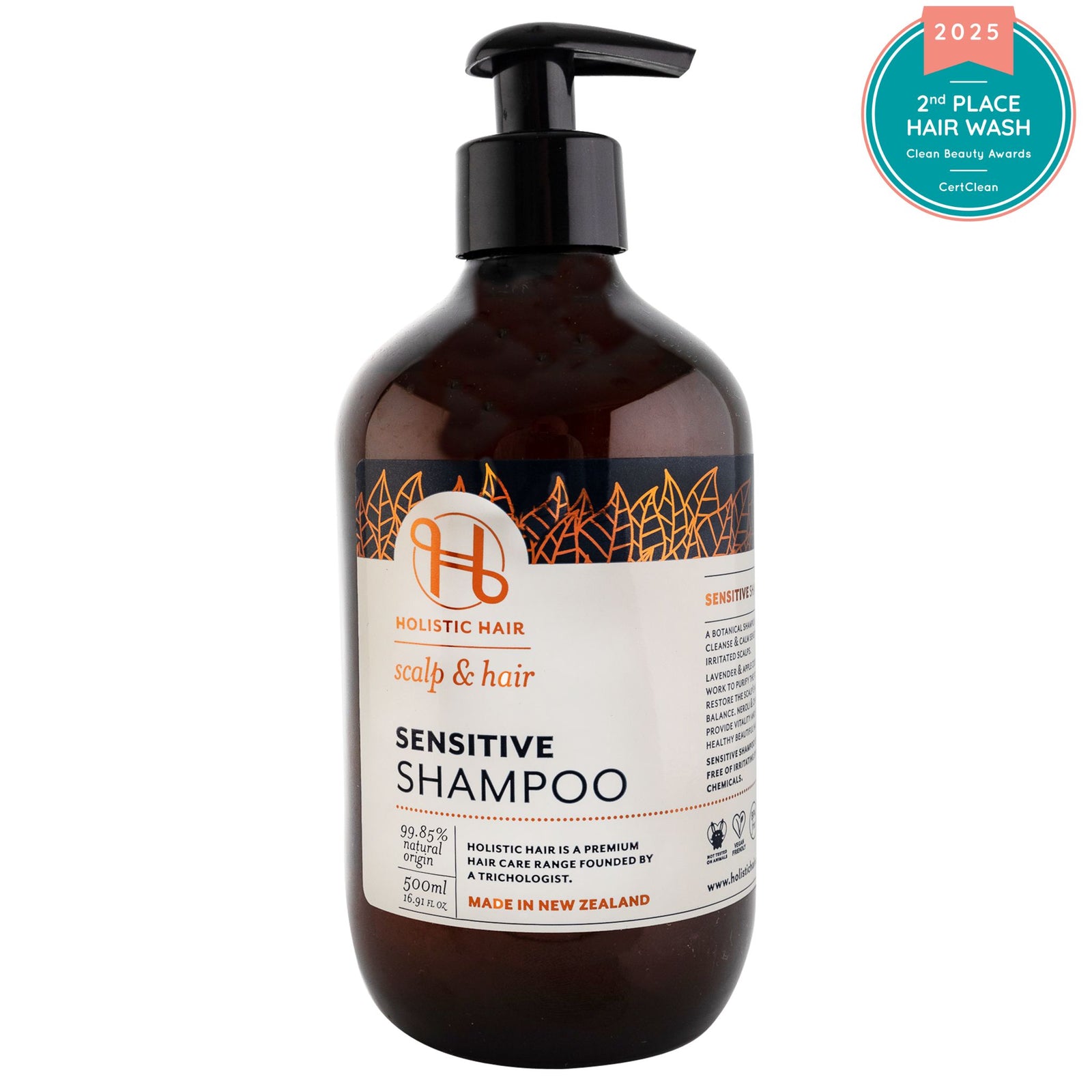 Calming Sensitive Shampoo with Lavender, Chamomile, and Neroli, ideal for fine, thinning hair, balancing the scalp’s microbiome, and reducing dandruff while enhancing shine.