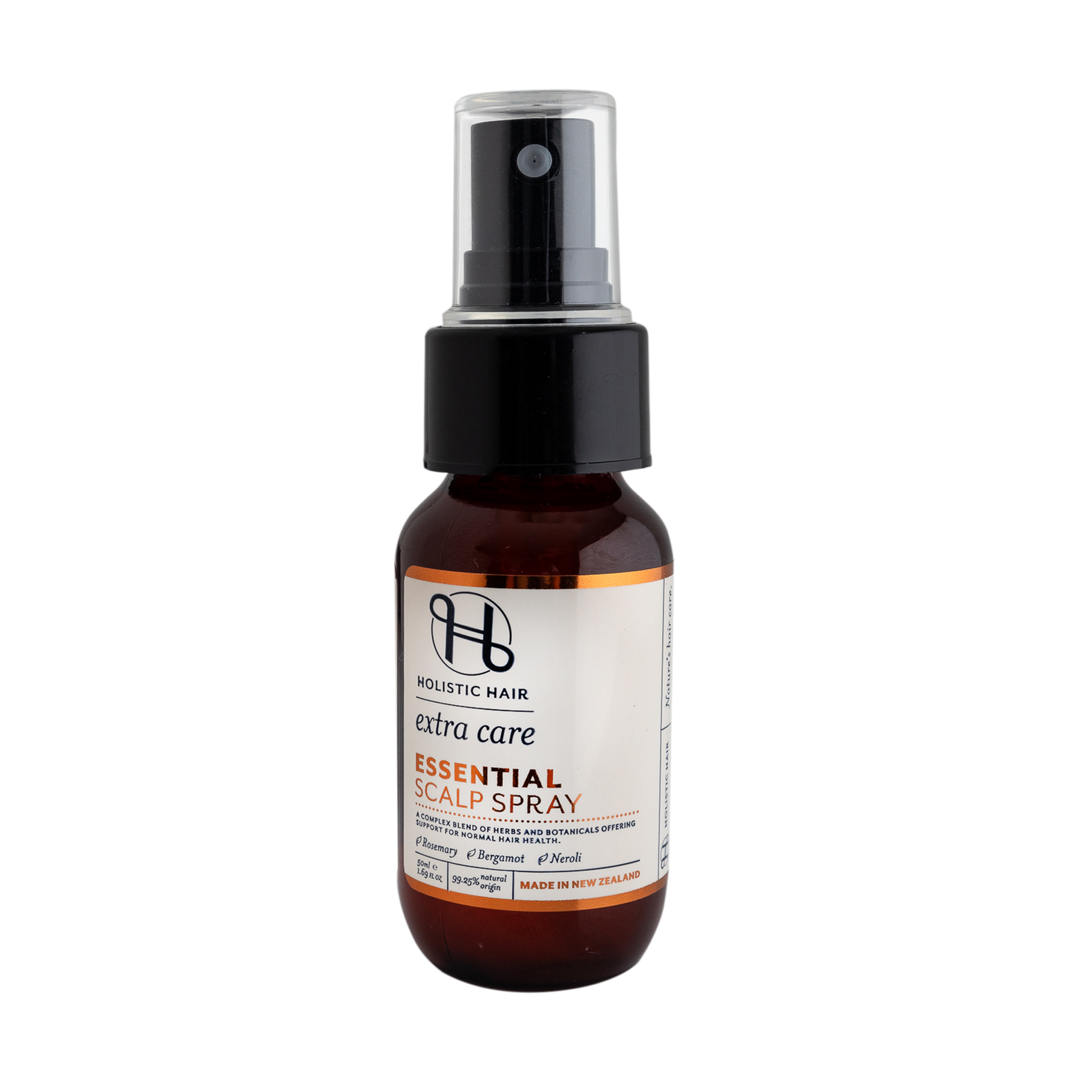 Natural scalp spray with essential oils and herbs, designed to support circulation, reduce hair fall, and refresh the scalp.