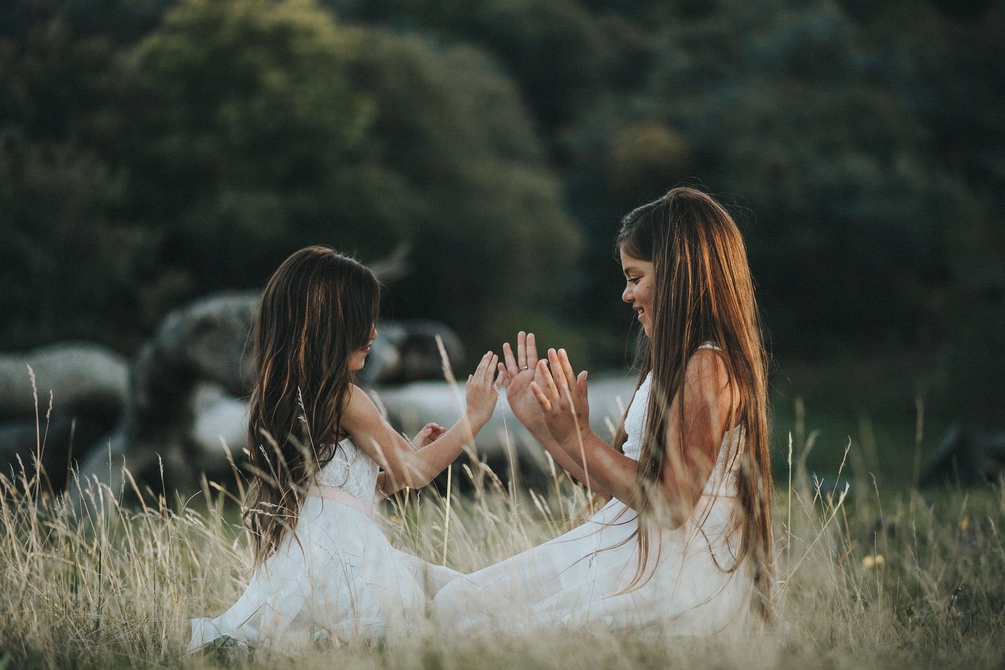 2 Girls playing in a natural setting