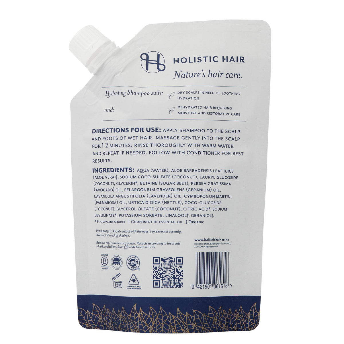 Hydrating Shampoo Refill Pouch 500ml , Shampoo , Holistic Hair® , HydratingShampooBack