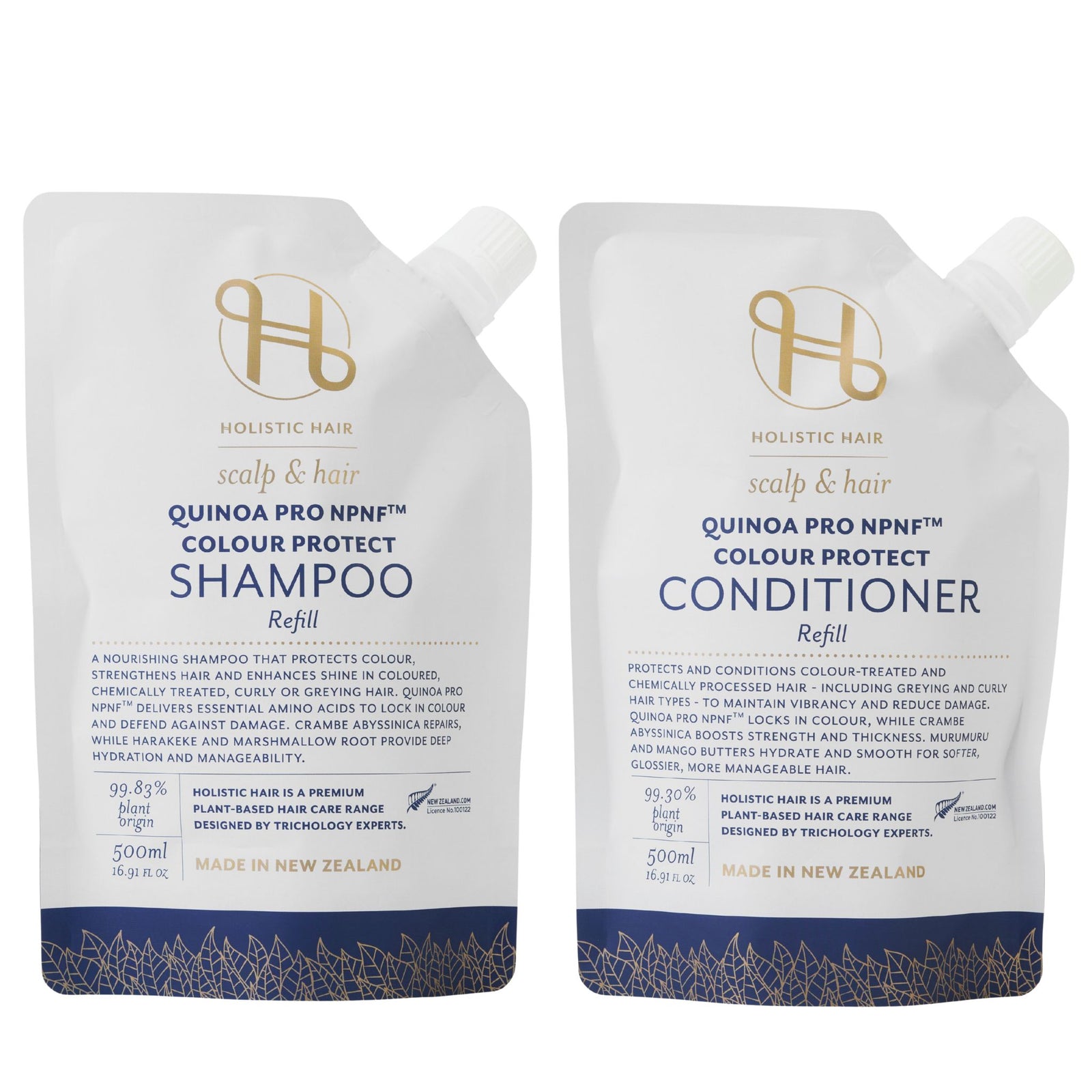 Quinoa Pro NPNF™ Colour Protect Shampoo and Conditioner Refill Pouch Set 500ML , Shampoo & Conditioner Set , Holistic Hair® , QuinoaProNPNF_ColourProtectShampooandConditionerRefillPouchSet500ML