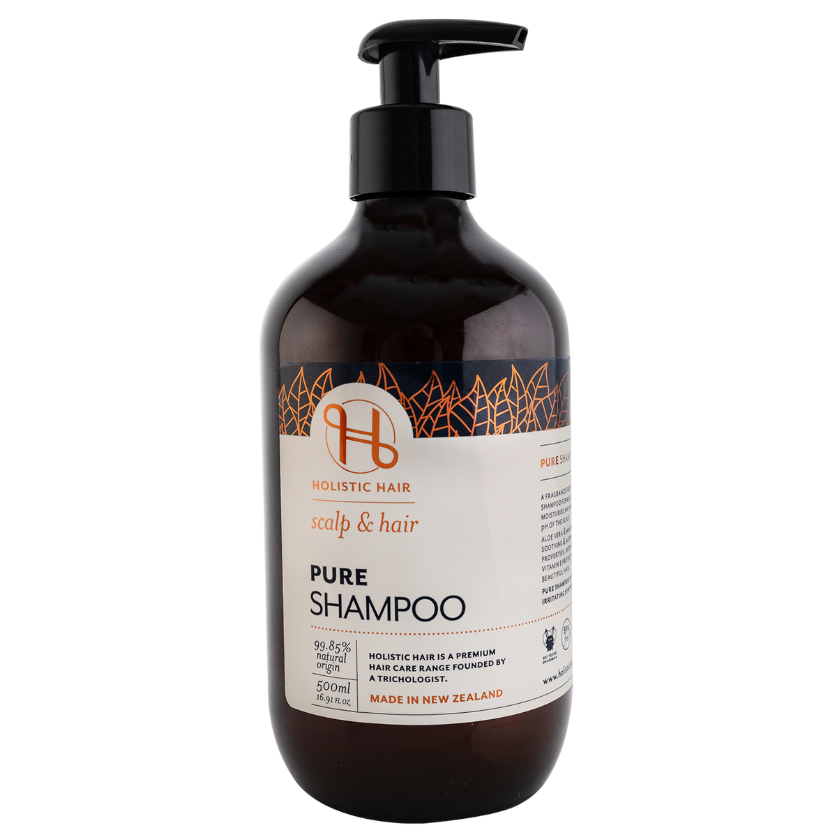 Gentle natural shampoo with manuka honey and aloe vera, designed for soothing and hydrating hair care.